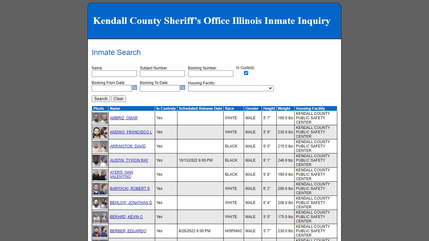Inmate Search